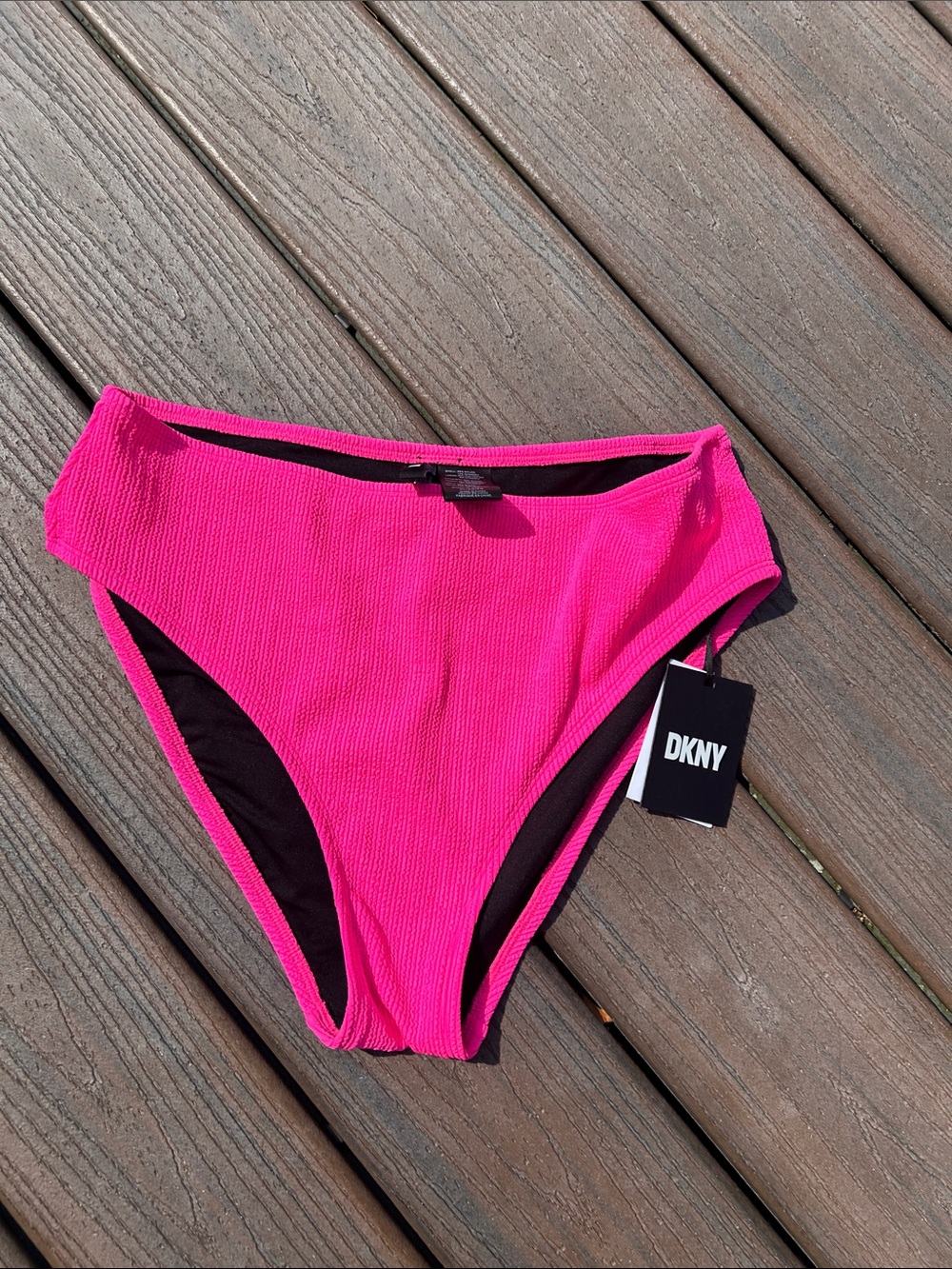 Dkny Neon Pink High-Rise Bikini Bottoms